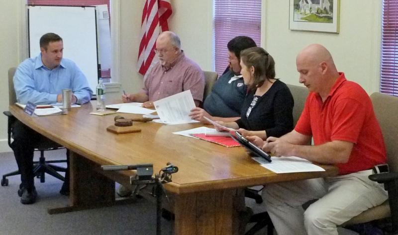 Facilitated by Jiim Chaousis, the new four-town board got off to a sound start at their first meeting on August 29 at Boothbay Town Hall. Pictured here, from left to right, Chaousis, Smith Climo, Chairman Chuck Cunningham, Valerie Augustine and Stuart Smith.